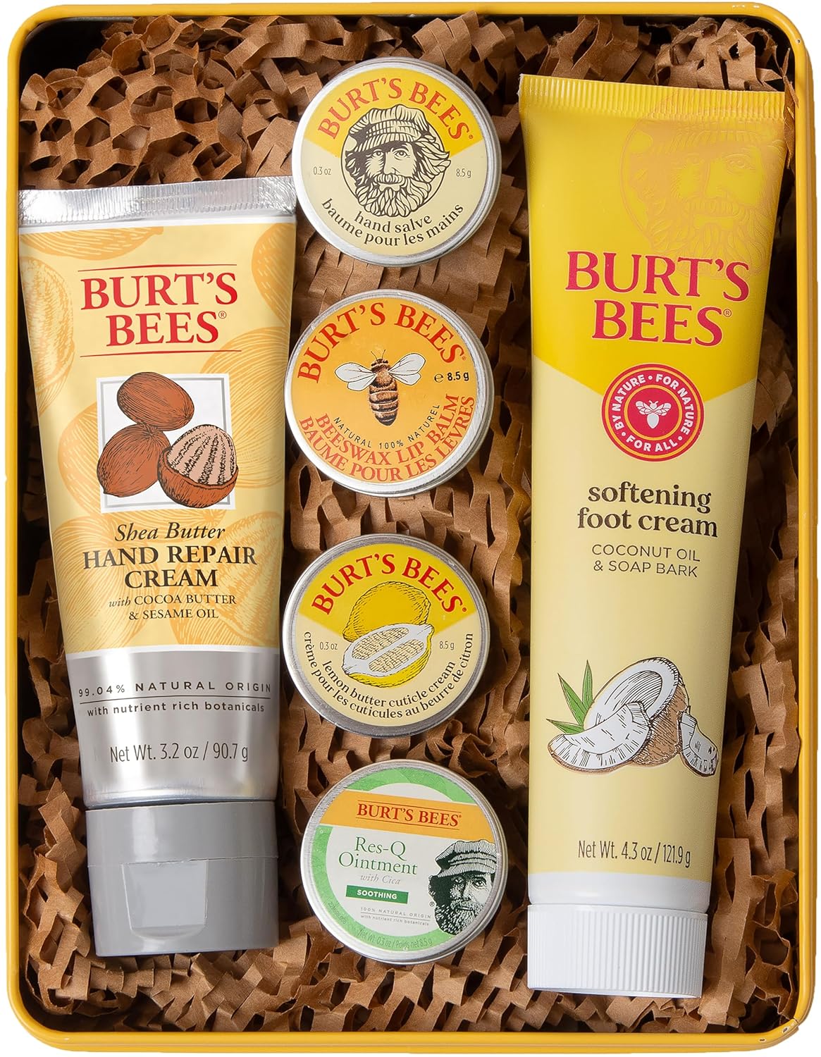 Burt's Bees Valentine's Gift Set: 6 Classic Essentials in Tin Burt's Bees Valentine's Day Gifts Ideas - Classics Set, 6 Products in Giftable Tin, Cuticle Cream, Hand Salve, Lip Balm, Res-Q Ointment, Hand Repair and Foot Cream