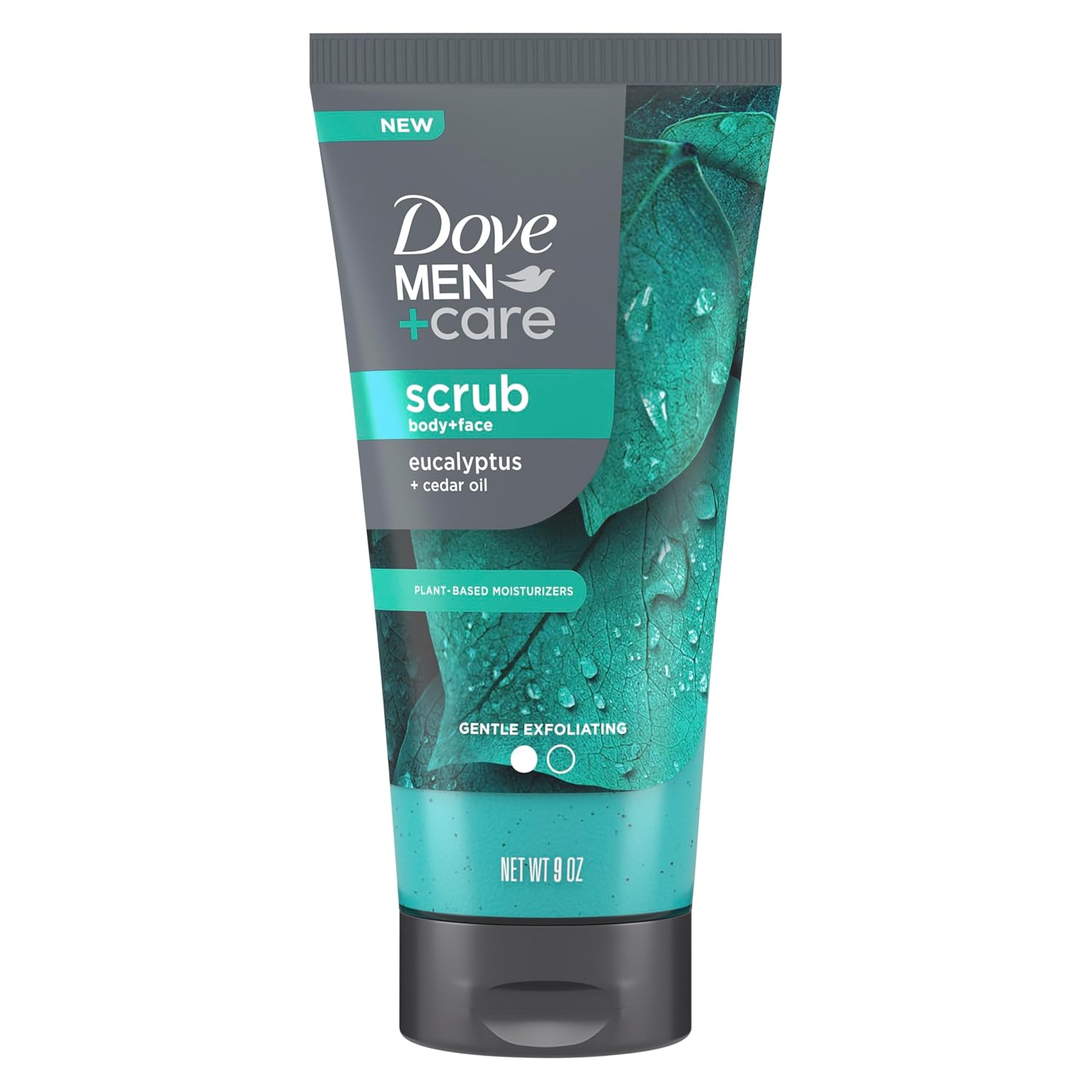 DOVE MEN + CARE Eucalyptus Scrub: Deep Exfoliation & Hydration DOVE MEN + CARE Body and Face Scrub Eucalyptus Deeply Exfoliates for Hydrated & Nourished Skin 100% Gentle Cleanser, No Sulfate Cleansers or Parabens 9 oz