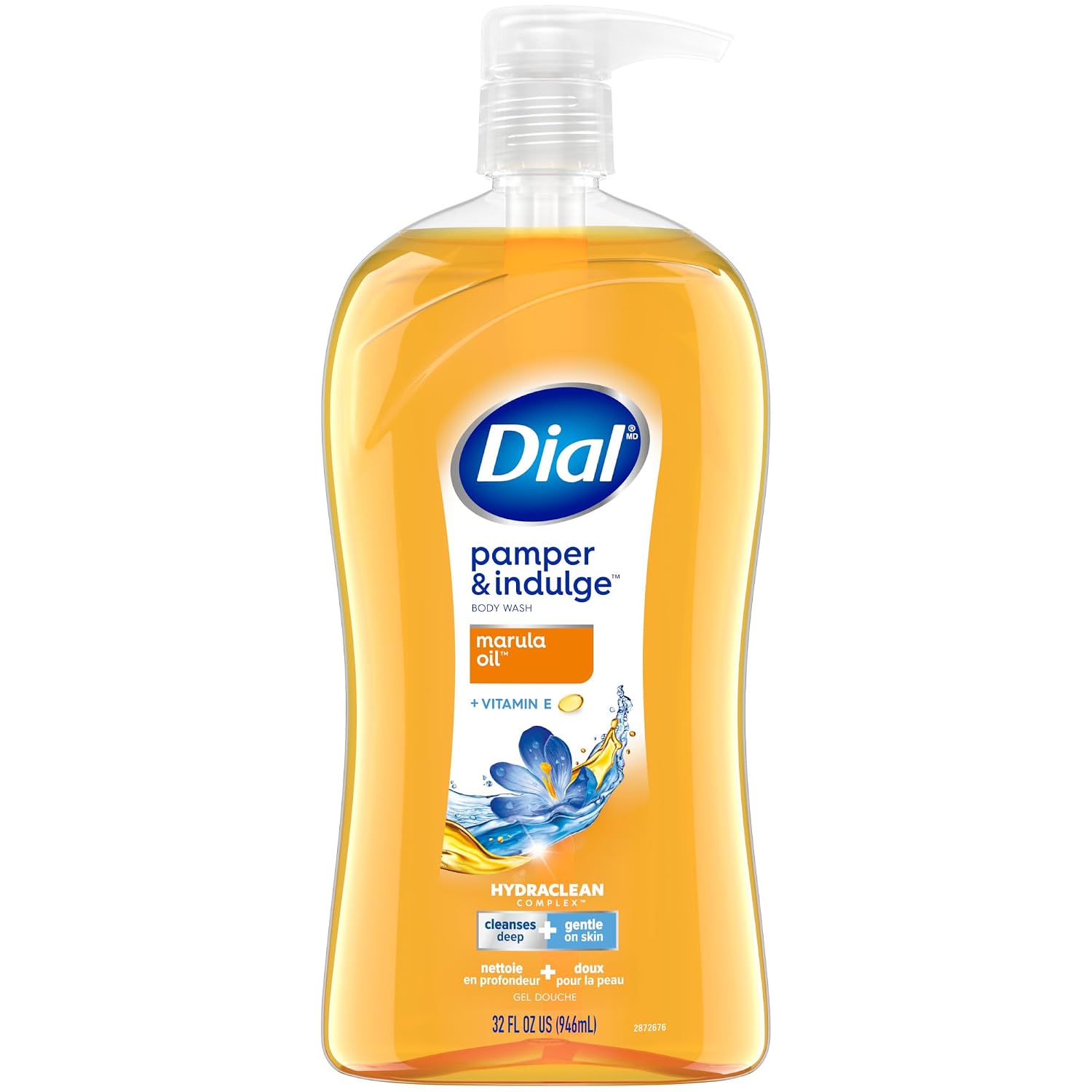 Dial Marula Oil Body Wash: Nourishing, Gentle, Paraben-Free Cleanser Dial Body Wash, Pamper & Indulge Marula Oil, 32 Fl Oz, Hydraclean Complex & Vitamin E, Gentle, Leaves Skin Feeling Nourished, Dermatologist-Tested, No Parabens & Sulfates