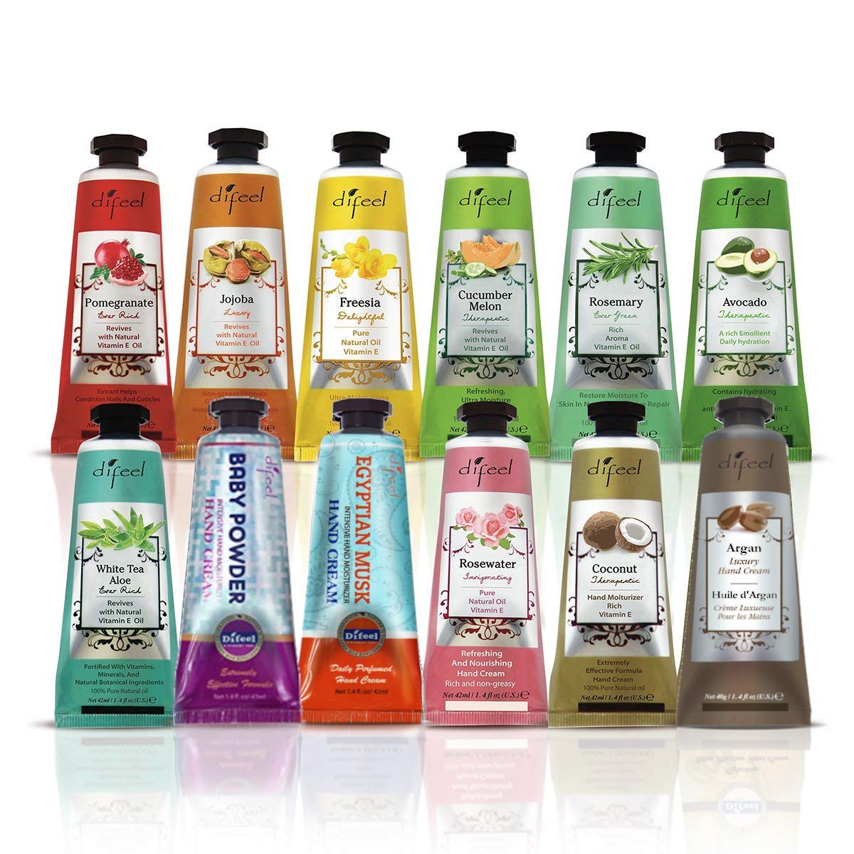 Difeel Luxury Hand Creams: 12-Piece 1.4oz Collection Difeel Luxury Hand Creams 6and6 Piece Collection - Luxury Hand Cream Collection 1.4oz each (Pack of 12)