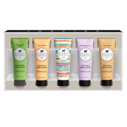 Dionis Goat Milk Hand Cream – Moisturizing Lotion for Dry Skin, Gift Set – Assorted Fragrance 1 oz (Pack of 5)