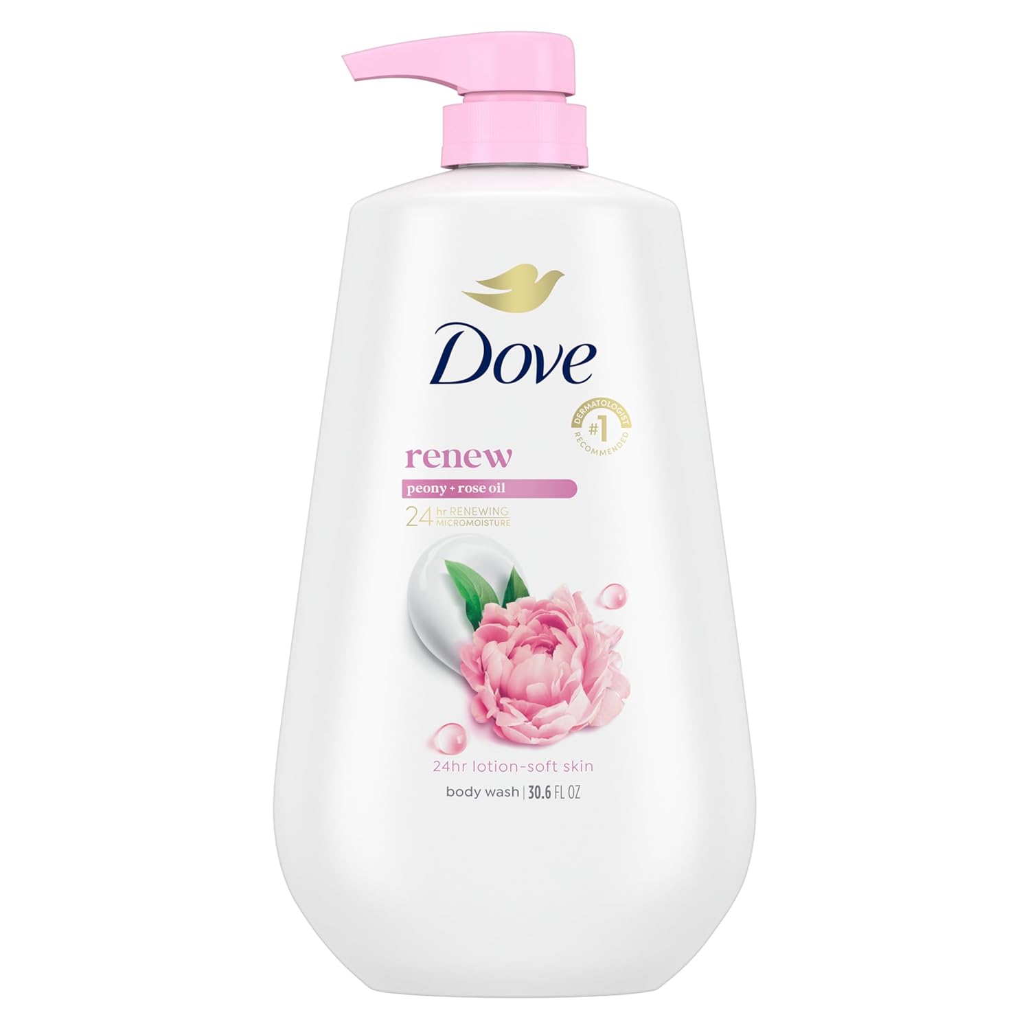 Dove 24hr Hydrating Body Wash with Peony & Rose Oil Dove 24hr Lotion Body Wash Renew Peony & Rose Oil, 30.6 oz | Hydrating body wash with MicroMoisture for 24-hour soft, healthy-looking skin