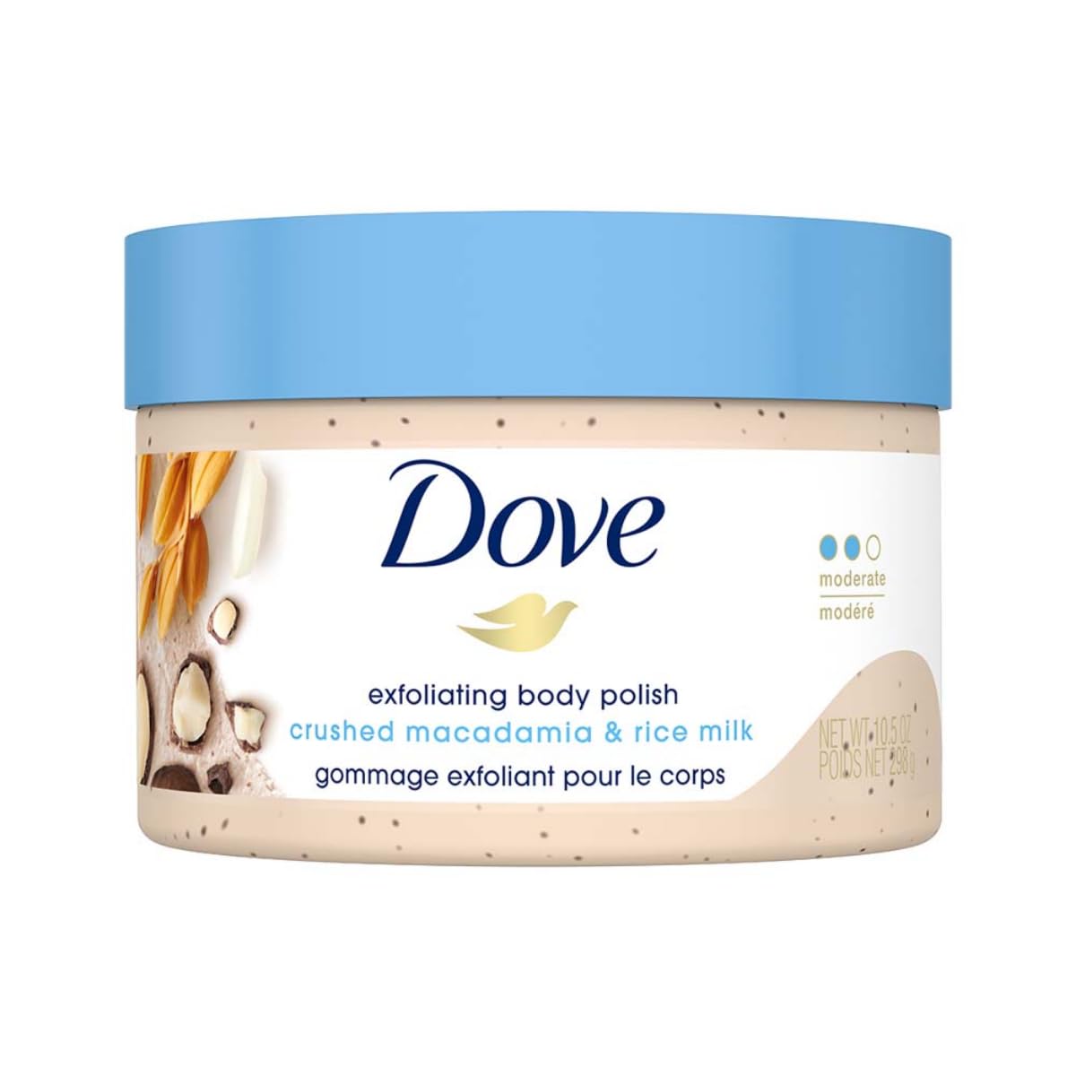 Dove Macadamia & Rice Milk Scrub for Smoother Skin 10.5 Dove Scrub Macadamia & Rice Milk Reveals Visibly Smoother Skin Body Scrub That Nourishes Skin 10.5 oz