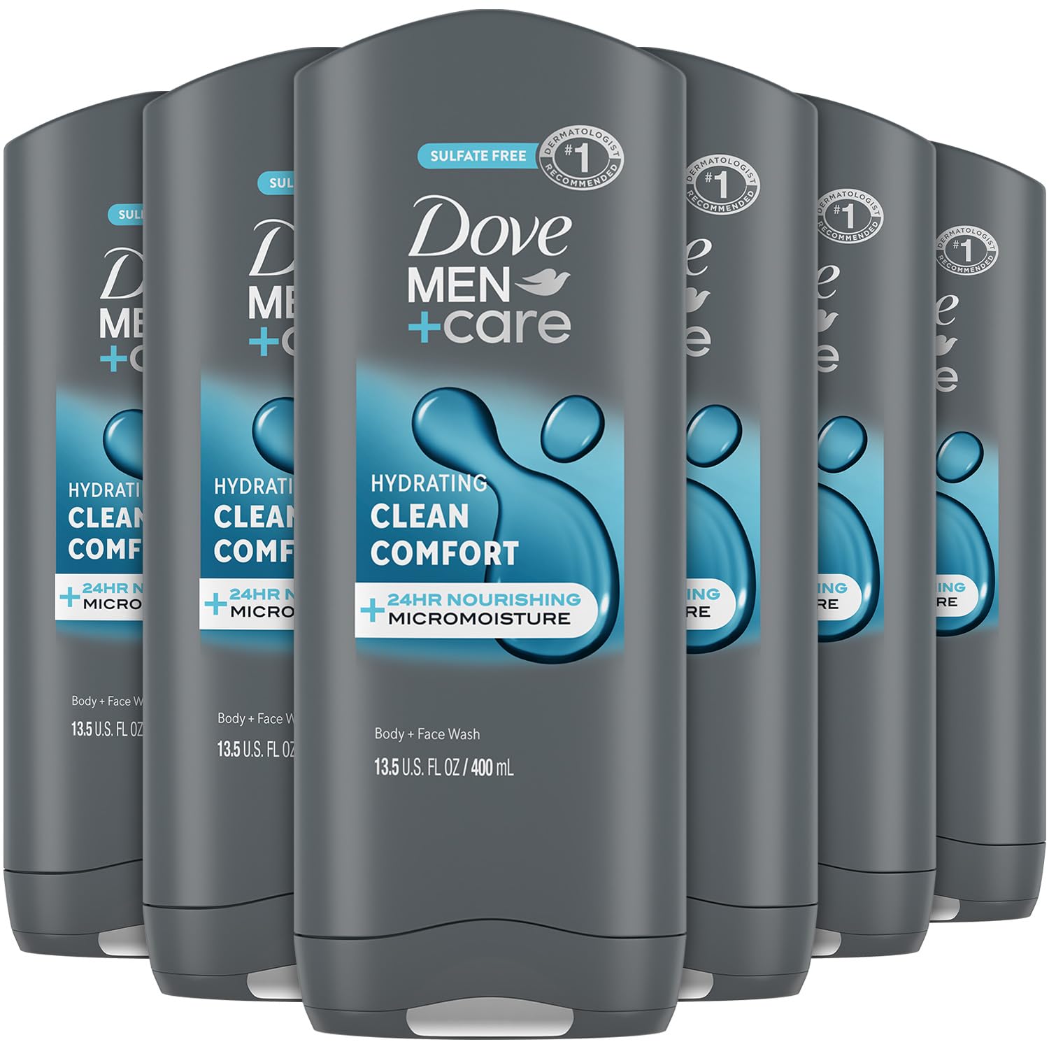 Dove Men+Care 6-Pack: Nourishing Body & Face Wash, Fresh Scent Dove Men+Care Body + Face Wash 6-Pack – Clean Comfort with 24HR Nourishing MicroMoisture, Lemon & Cedarwood Scent, 13.5 Oz Ea