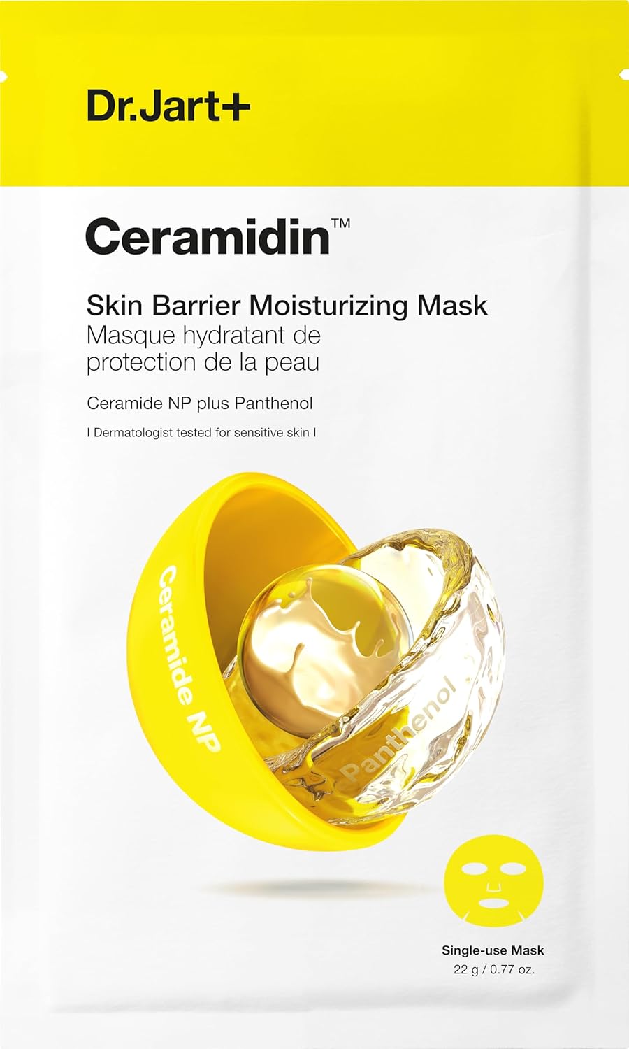 Dr. Jart+ Ceramidin Moisturizing Face Mask for Skin Care Dr.Jart+ Ceramidin Skin Barrier Moisturizing Korean Face Mask Ceramide NP and Panthenol | Sheet Mask | Beauty Gifts for Women | Korean Skin Care