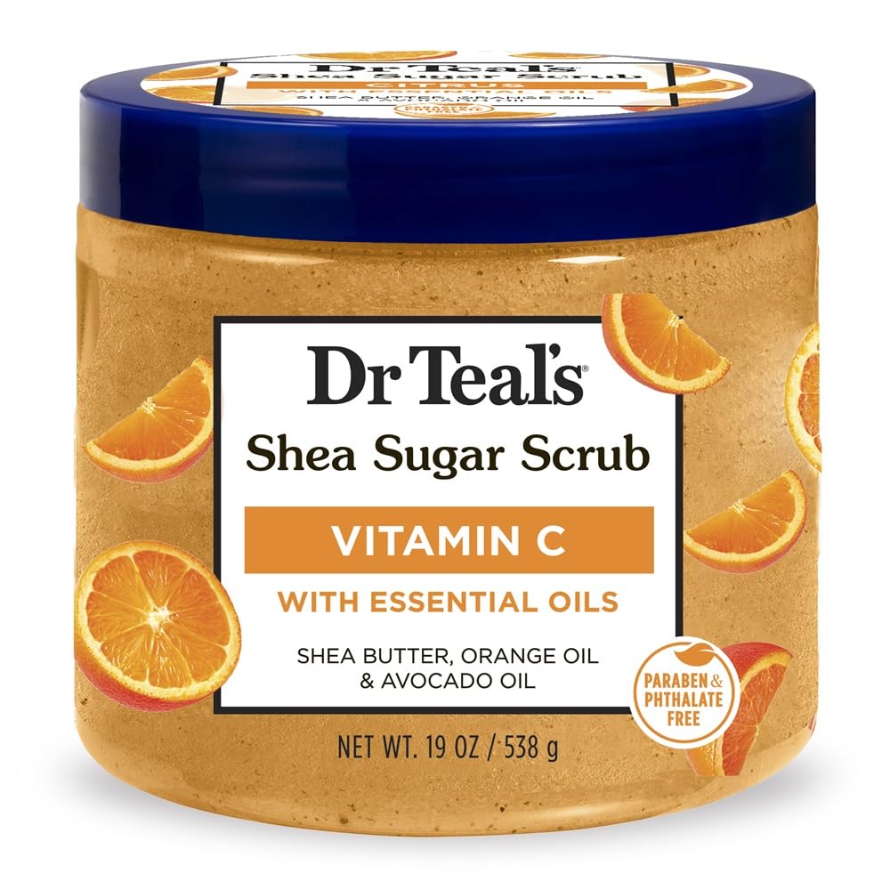 Dr Teal's Citrus Shea Sugar Scrub with Essential Oils, 19 Dr Teal's Shea Sugar Body Scrub, Citrus with Essential Oils & Vitamin C, 19 oz
