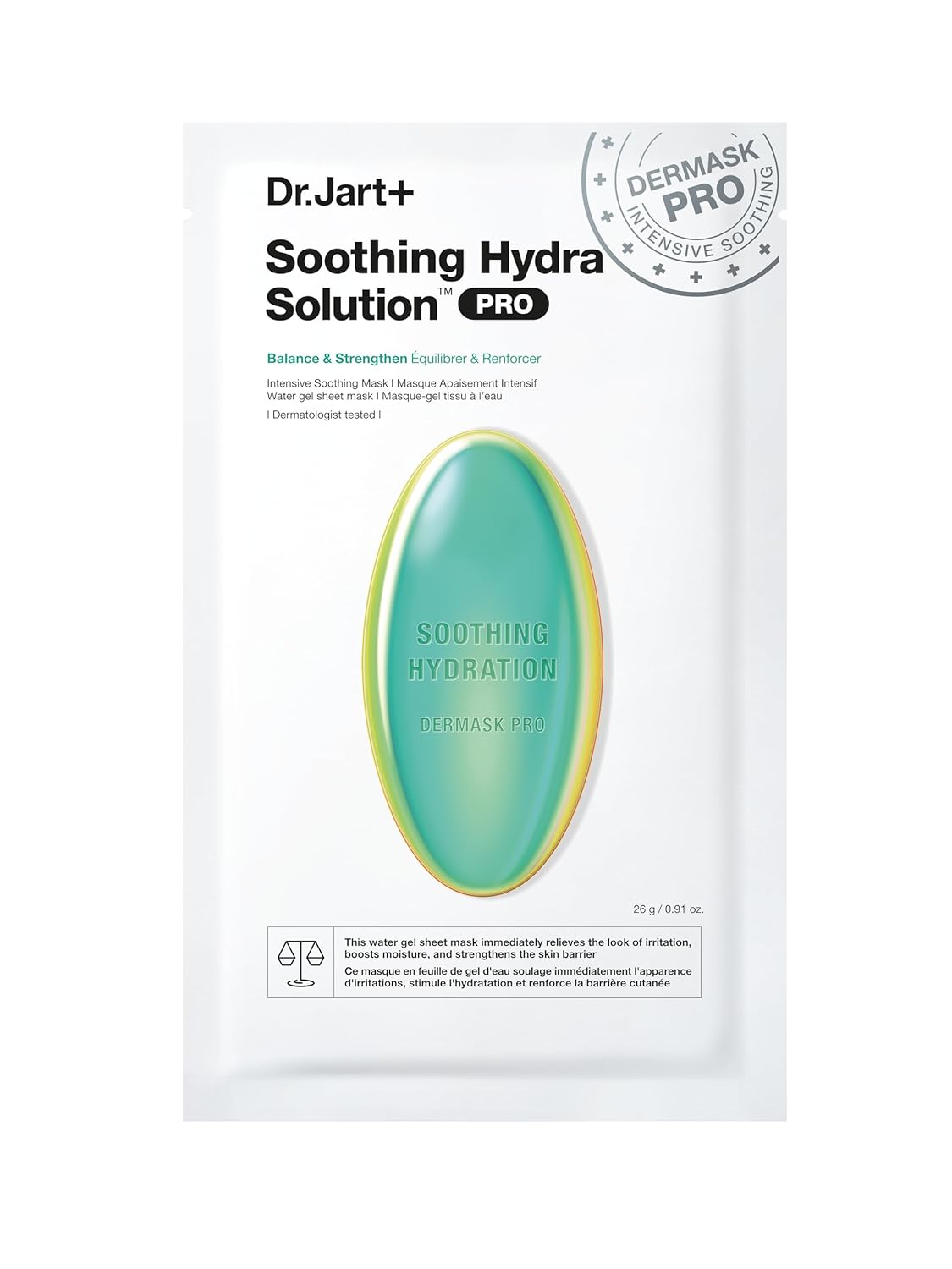 Dr.Jart+ Soothing Hydra Mask for Irritated Skin Relief Dr.Jart+ Dermask Soothing Hydra Solution Korean Face Mask for Visibly Irritated Skin | Sheet Mask | Korean Skin Care