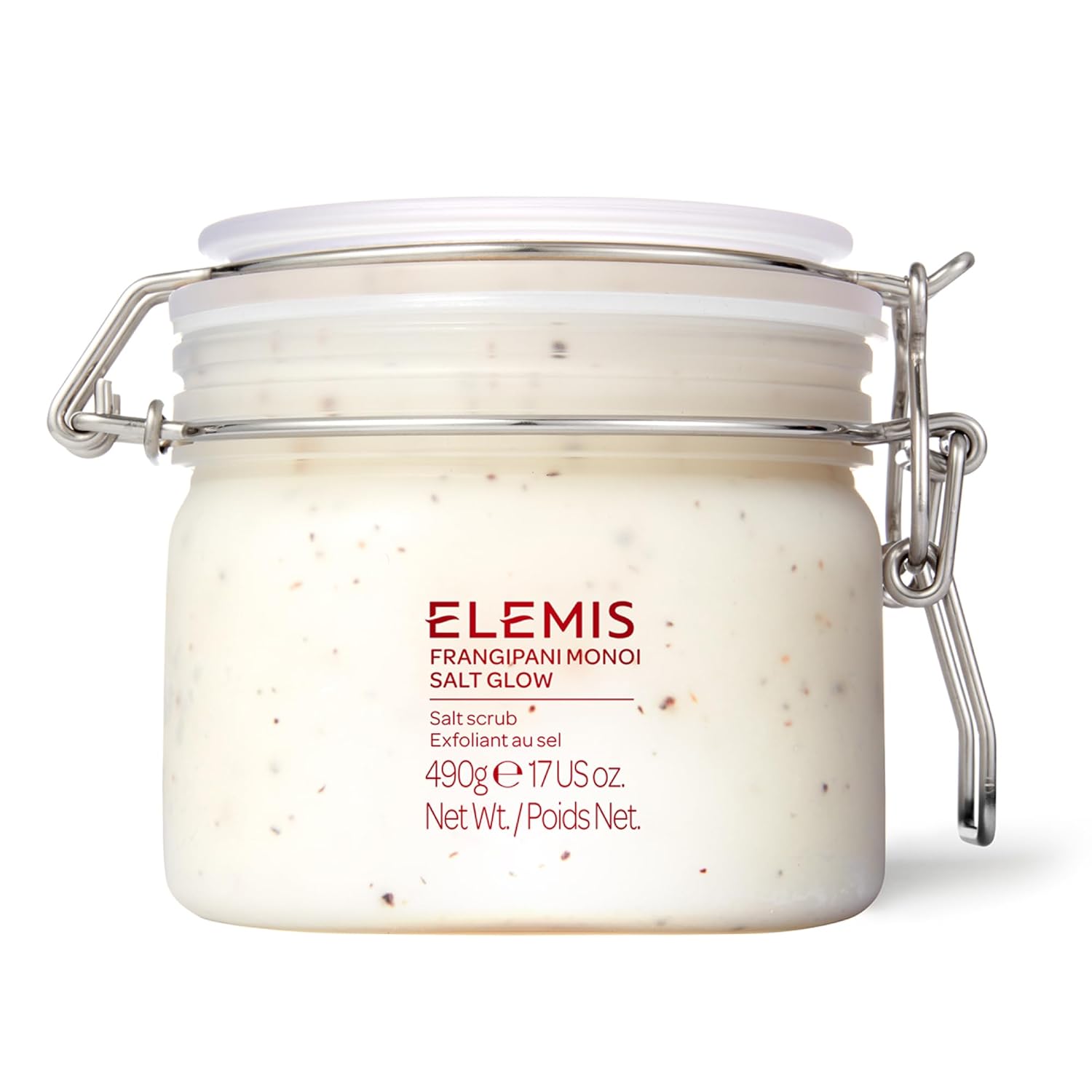 ELEMIS Frangipani Monoi Salt Scrub: Exfoliate & Hydrate Skin ELEMIS Frangipani Monoi Salt Glow 490g, Tropical Body Scrub To Exfoliate & Hydrate for Radiant Skin