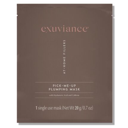 EXUVIANCE Pick-Me-Up Plumping Mask with Pure Hyaluronic Acid and Caffeine for Instant Plumping Hydration - Reveal Smooth, Supple and Luminous Skin, For All Skin Types - Single Use Sheet Mask, 0.7 oz
