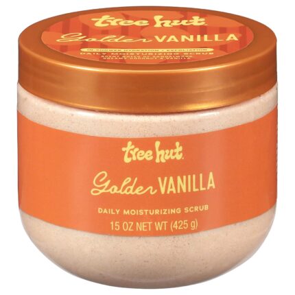 Tree Hut Golden Vanilla Daily Moisturizing Scrub, Gentle Exfoliating, Hydrating & Nourishing Whipped Body Scrub with Shea Butter, Hydrated Silica, Smooth & Soften Skin, Body Polish, 15 oz