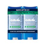 Gillette Antiperspirant and Deodorant for Men, 72hr Sweat & Odor Protection, Long Lasting Freshness, Anti-White Mark Technology, Clear Gel, Wild Rain Scent, 3.8 oz (Pack of 2)