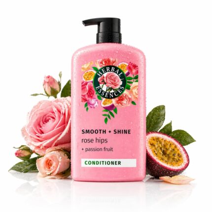 Herbal Essences Conditioner, Rose Hips + Passionfruit - Smooth Collection, Shiny Hair with Vitamin E & Jojoba, Safe for Color Treated Hair, Floral Scent, Cruelty-Free, Dermatologist-Tested, 29.2 Fl Oz