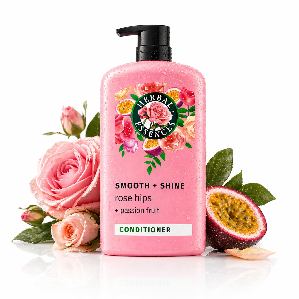 Herbal Essences Conditioner: Smooth, Shiny Hair, Floral Scent. Herbal Essences Conditioner, Rose Hips + Passionfruit - Smooth Collection, Shiny Hair with Vitamin E & Jojoba, Safe for Color Treated Hair, Floral Scent, Cruelty-Free, Dermatologist-Tested, 29.2 Fl Oz