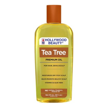 Hollywood Beauty Tea Tree Oil for Hair, Scalp, and Skin, 16 fl oz - Moisturizes Dry, Itchy Scalp, Fungus Fighter, Blended with Vitamin E & Aloe