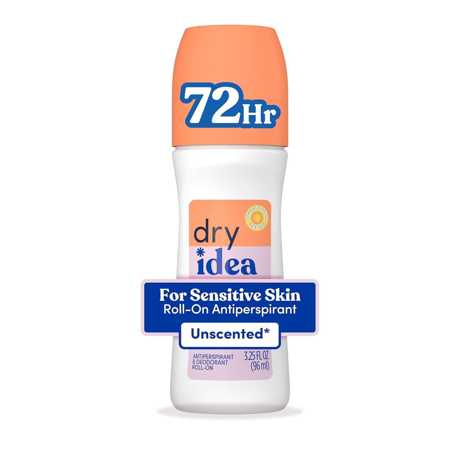 Hypoallergenic Unscented Roll-On Deodorant: 72-Hour Protection Dry Idea Unscented Roll On Deodorant & Antiperspirant for Women - Hypoallergenic for Sensitive Skin, 2X Longer Sweat Protection*, 72Hr Odor Protection, Womens Deodorant, 3.25oz