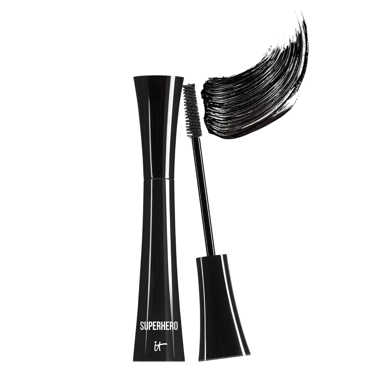 IT Cosmetics Superhero Mascara: Volumizing, Lengthening, Sensitivity-Friendly Formula IT Cosmetics Superhero Mascara Black – Volumizing & Lengthening, Buildable Volume, Hydrolyzed Collagen, Biotin, Peptides, Lifting & Curling Formula, Super Black Pigment, Suitable for Sensitive Eyes