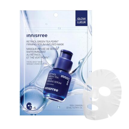 innisfree Serum-Infused Mask - 5 Pack Sheet Masks for Soothing & Hydrating, Ideal for Dry, Oily, and All Skin Types, Available in PDRN, Retinol Cica & Vitamin C