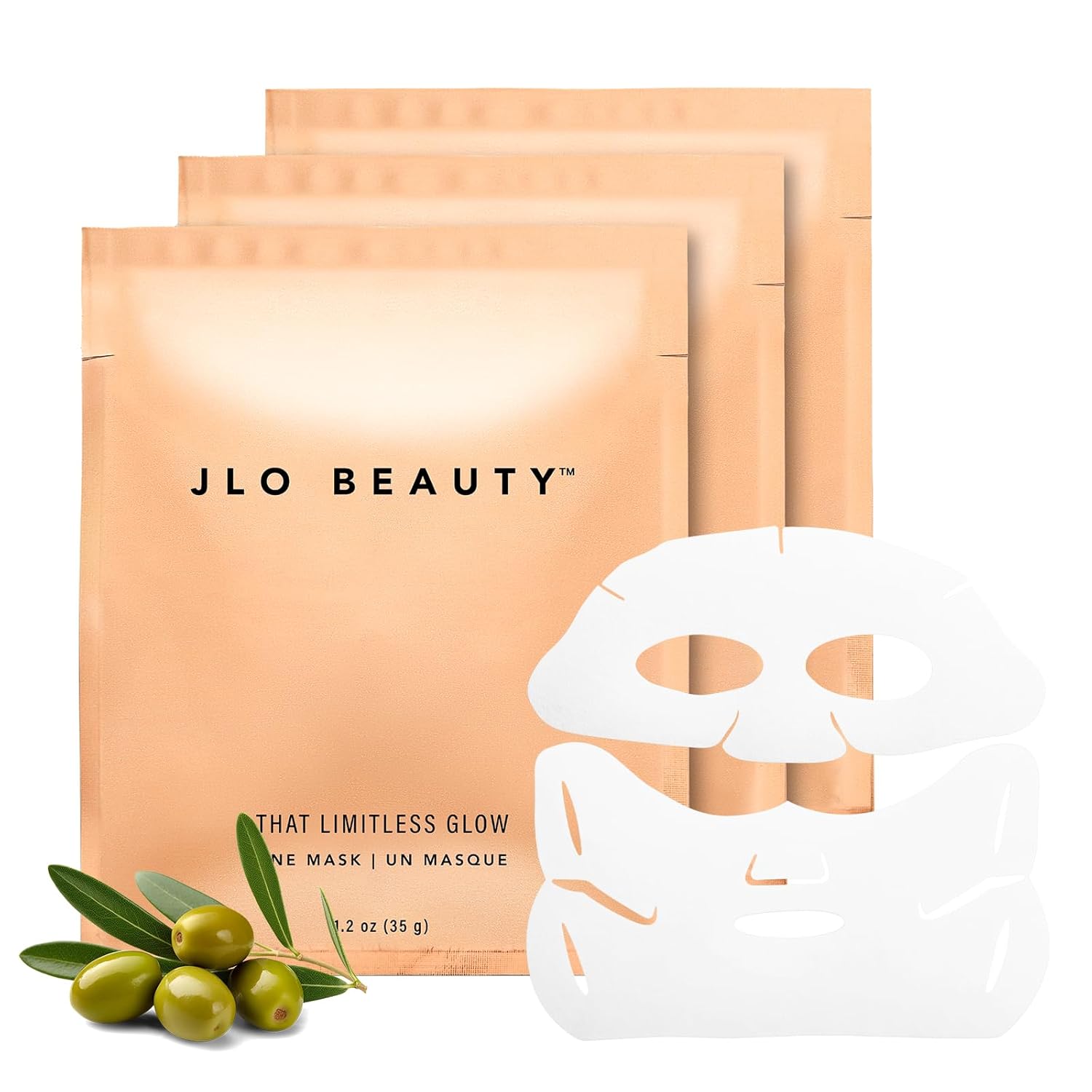 JLO Beauty Hydrating Sheet Masks for Glowing, Smooth Skin JLO BEAUTY Hydrating Sheet Face Mask, 2-Piece Facial Masks with Glow Serum, Helps Brighten, Smooth & Refresh Skin, Moisturizing Self Care Skincare, That Limitless Glow, 3-Pack