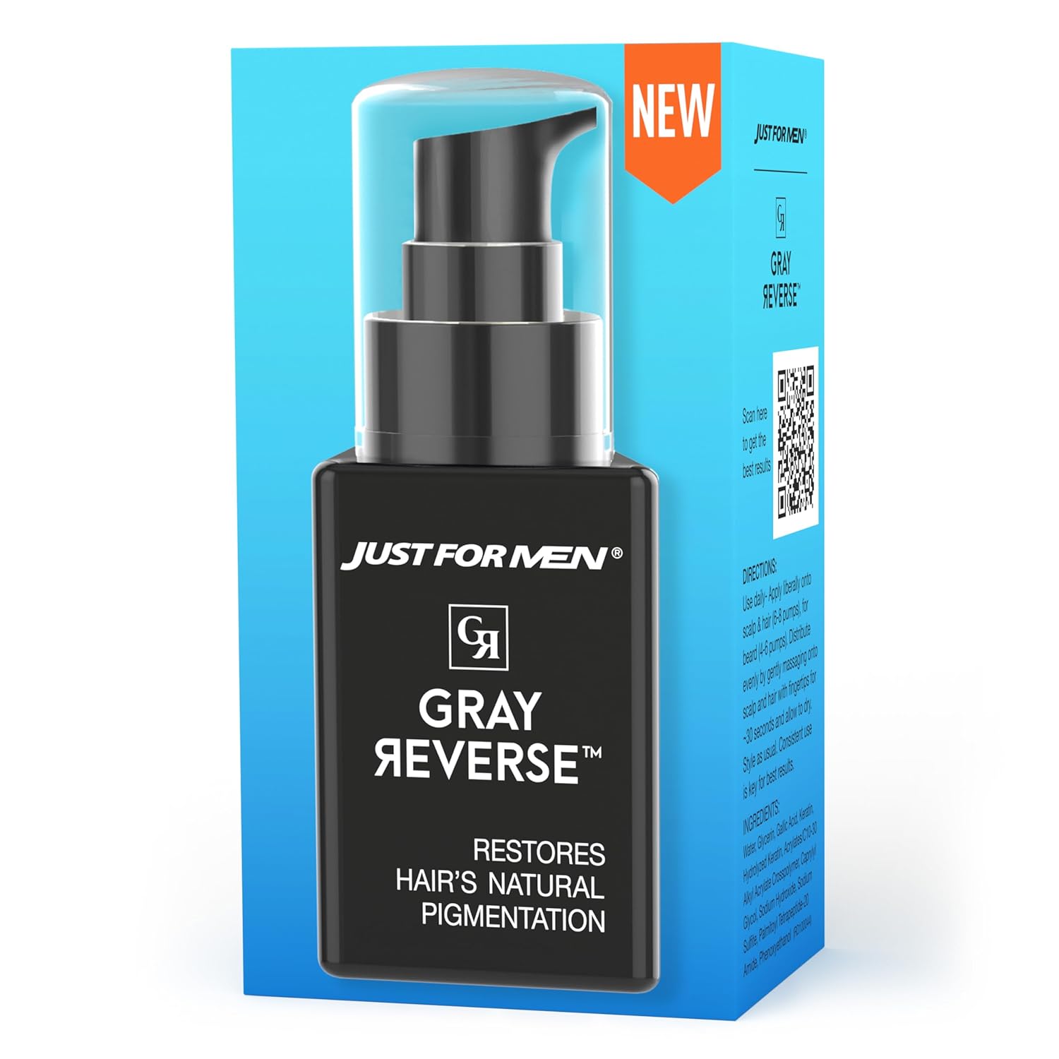 “Just for Men Gray Reverse Serum: Gradual, Travel-Friendly Hair Color” Just for Men Gray Reverse Daily Hair Serum, Gradually Reduces Gray Hair, Easy Dye-Free Serum, Travel Friendly, 1.7oz