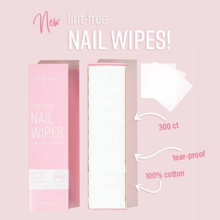 Kiara Sky 100% Lint Free Nail Wipes to Soak Off Acrylic Gel Nail Polish - Lint Free Nail Wipes Soft Gel Nail Polish Remover Pads Absorbable Eyelash Extension Glue Cleaning Wipes