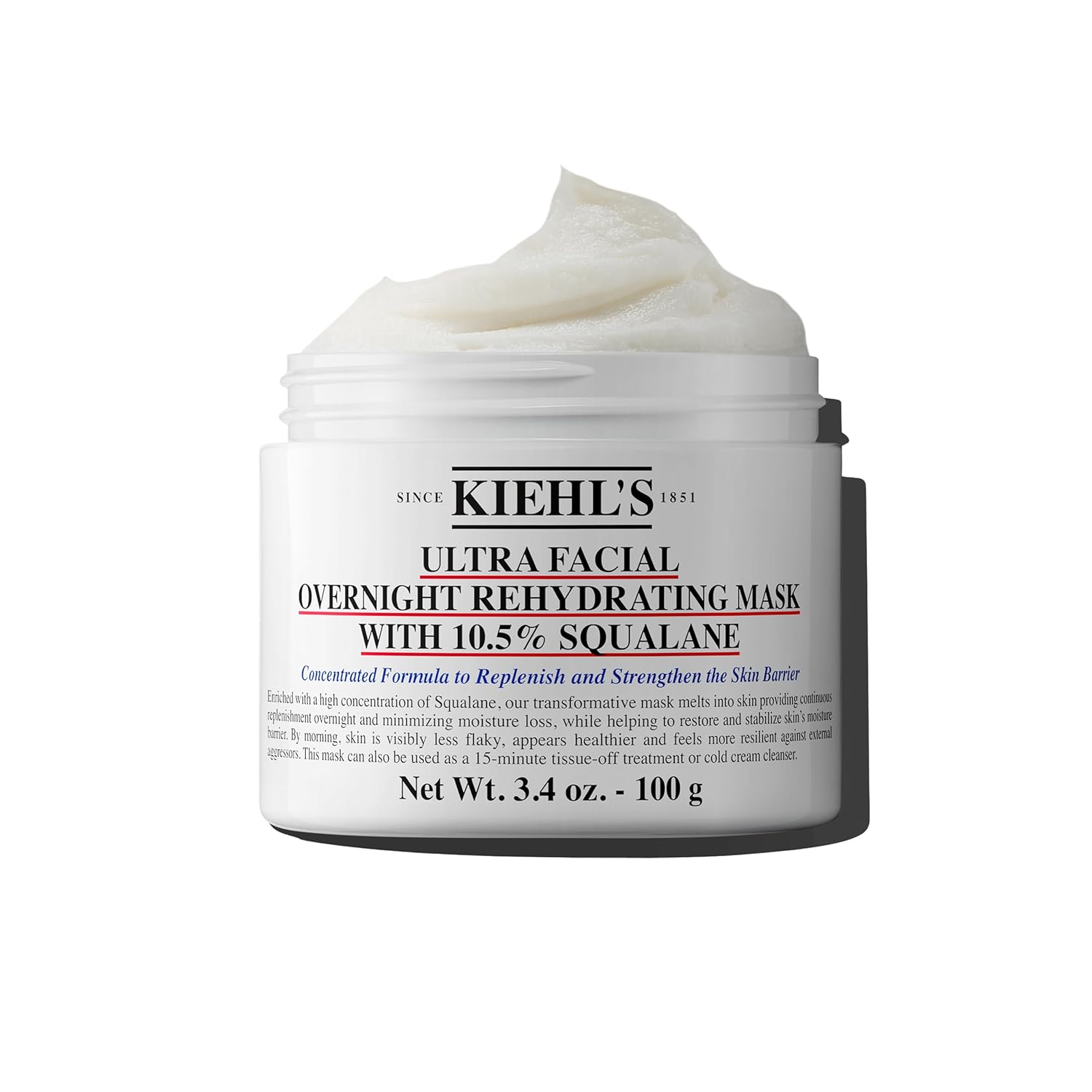 Kiehl's Overnight Hydrating Mask: Deep Hydration for All Skin Types Kiehl's Ultra Facial Overnight Hydrating Face Mask with 10.5% Squalane, Deeply Hydrates Skin & Strengthens Moisture Barrier, Treats Dryness & Flaky Skin, Paraben-free, Fragrance-free, All Skin Types