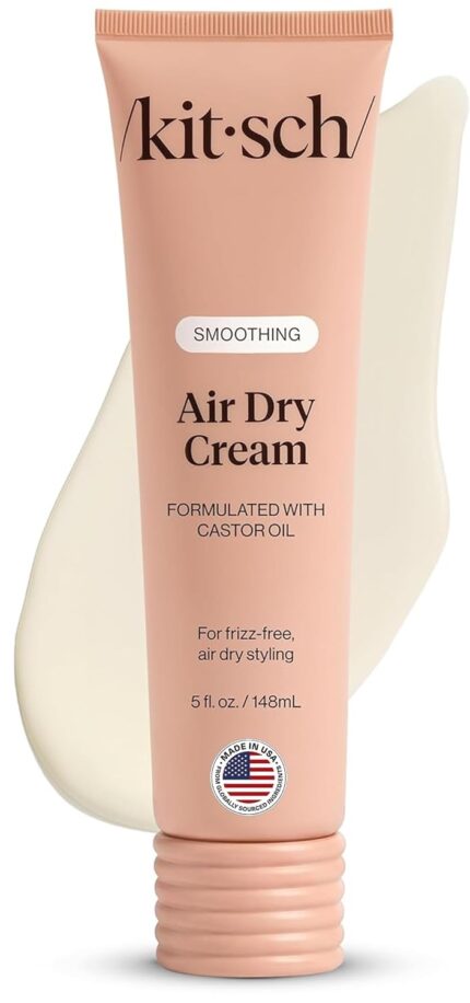 Kitsch Smoothing Air Dry Cream for Hair – Frizz Control Hair Care Product with Castor Oil & Coconut Oil – Weightless Styling Cream - Enhances Natural Texture Appearance | Ideal Gifts for Women – 5 oz