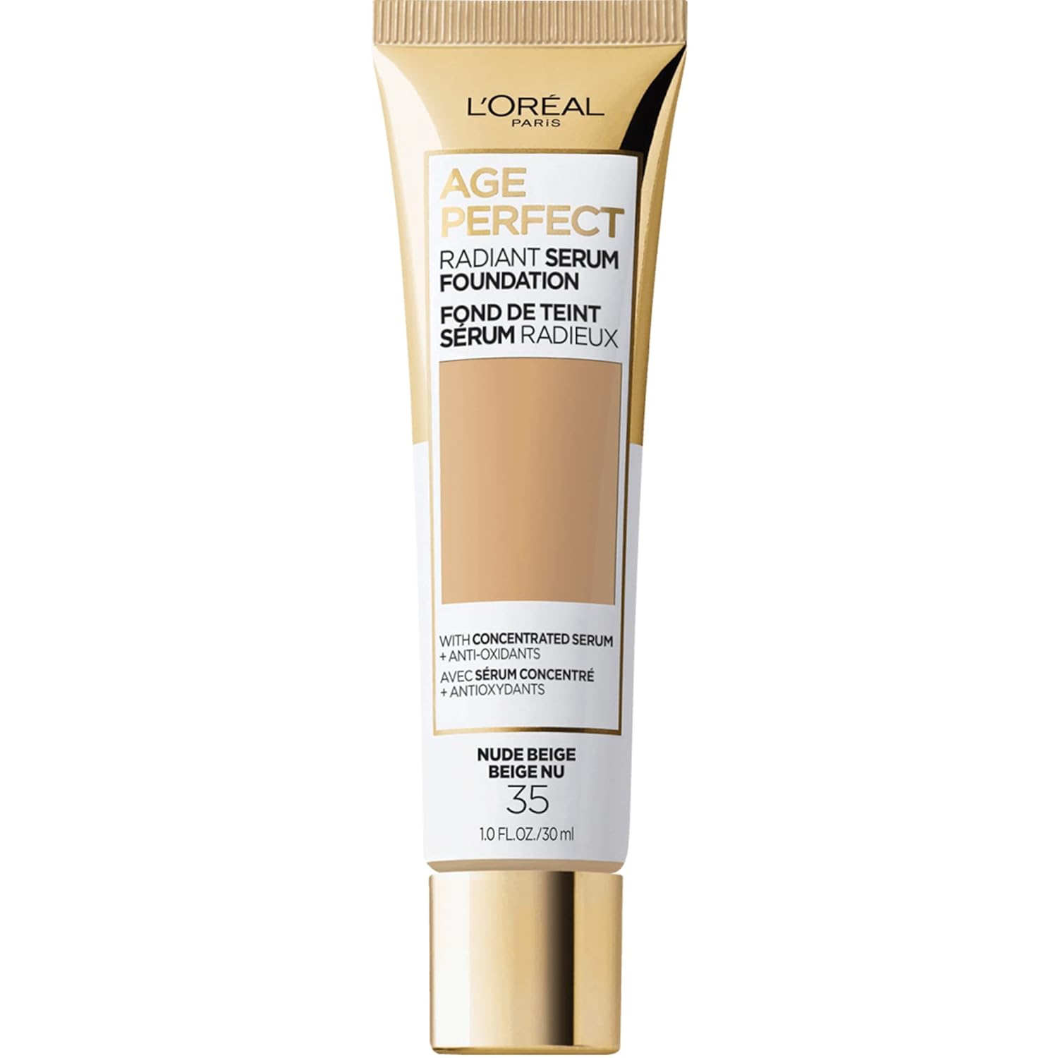 L'Oreal Paris Age Perfect Serum Foundation SPF 50, Nude Beige L'Oreal Paris Age Perfect Radiant Serum Foundation with SPF 50, Nude Beige, 1 Ounce