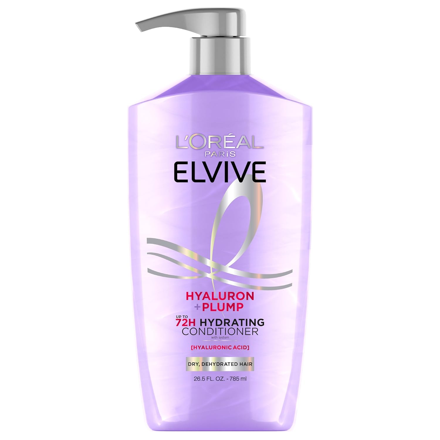 L'Oreal Paris Hyaluron Plump Conditioner for Dry Hair, 26.5 Fl L'Oreal Paris Elvive Hyaluron Plump Hydrating Conditioner for Dehydrated, Dry Hair Infused with Hyaluronic Acid Care Complex, Paraben-Free, 26.5 Fl Oz
