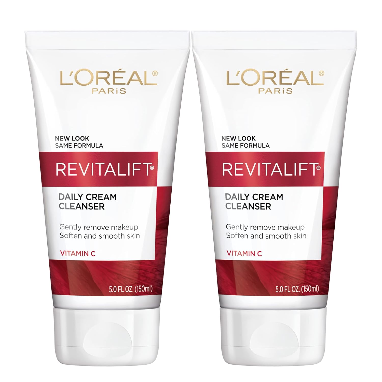 L'Oreal Revitalift Daily Cleanser: Gentle Makeup Remover Duo L'Oreal Paris Revitalift Daily Cream Cleanser, Gentle Makeup Remover Face Wash with Vitamin C 5 fl. oz (Pack of 2)
