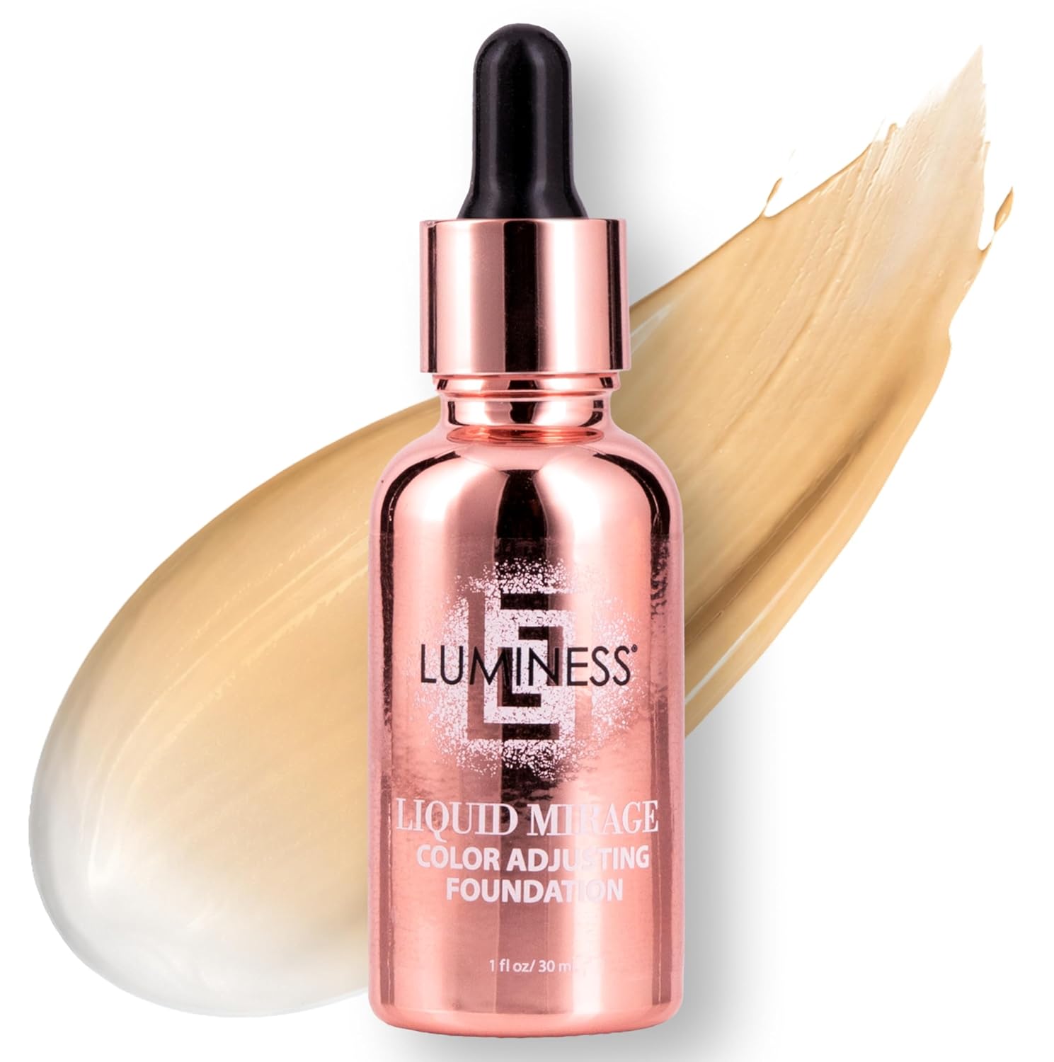 LUMINESS Color-Changing Foundation: Hydrating Hybrid for Mature Skin LUMINESS Liquid Mirage Color Changing Foundation for Mature Skin, Skincare-Infused Makeup with Hyaluronic Acid & Vitamin E, Hydrating Liquid Foundation & Concealer Hybrid, Hypoallergenic (Medium)