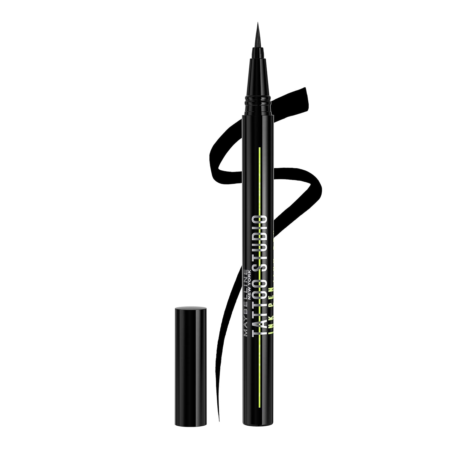 Maybelline Tattoo Studio Ink Pen: Waterproof 24-Hour Eyeliner, Jet Black Maybelline Tattoo Studio Ink Pen Eyeliner, Waterproof & Smudge Resistant Liner, Up to 24 Hours Eye Makeup Wear, Jet Black, 1 Count