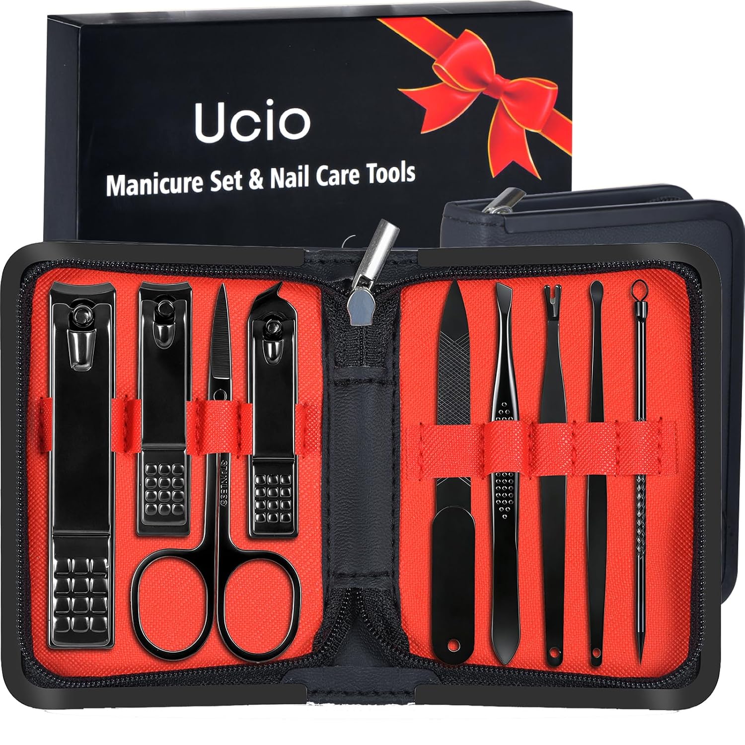 Men's Professional Nail Grooming Kit with Travel Case Manicure Set Men Personal Care Tools Accessories Professional Nail Clippers Pedicure Kit With Travel Case Nail Grooming Kit Gifts for Men Women
