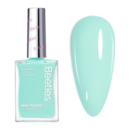 Beetles Mint Green Nail Polish - Jelly Mint, Seafoam Light Blue Green Nail Polish Quick Dry Shiny Long-Lasting Summer Nails Art Effect for Summer Salon - 0.51Fl Oz/15ML