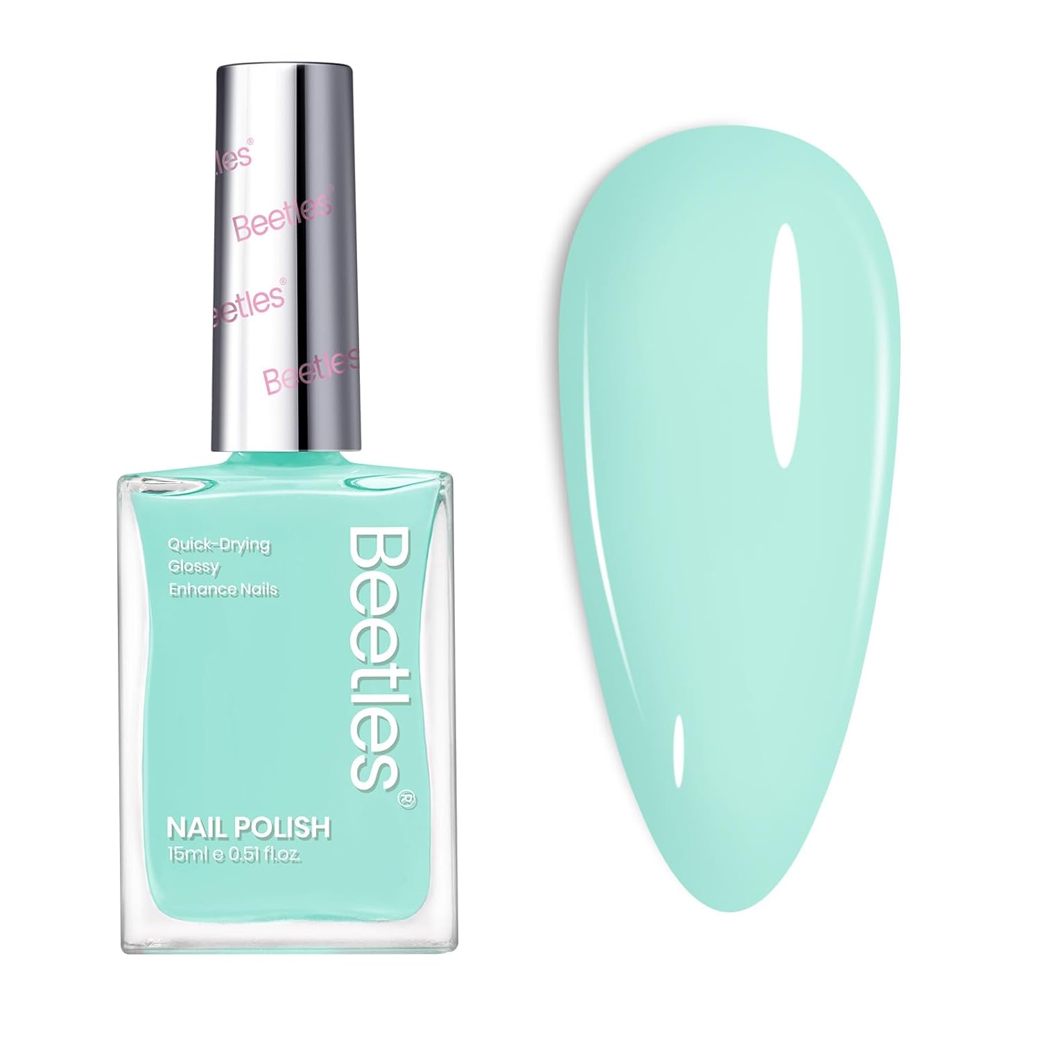 Mint Green Jelly Nail Polish - Quick Dry, Long-Lasting Summer Beetles Mint Green Nail Polish - Jelly Mint, Seafoam Light Blue Green Nail Polish Quick Dry Shiny Long-Lasting Summer Nails Art Effect for Summer Salon - 0.51Fl Oz/15ML