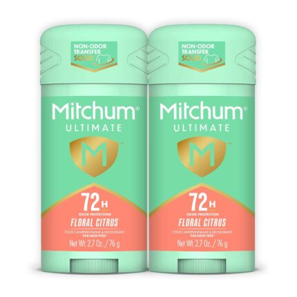 Mitchum Ultimate 72HR Odor Protection Women’s Antiperspirant & Deodorant, Long-Lasting Freshness, Invisible Solid, No White Residue Left on Skin, Floral Citrus, 2 pack