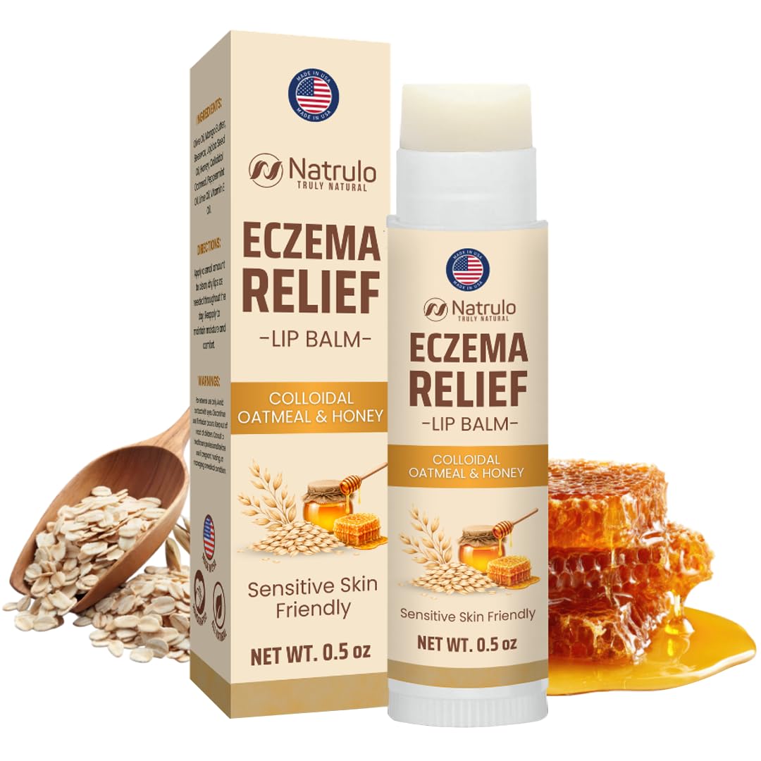 Natural Eczema Lip Balm: Soothes & Moisturizes Dry Lips Eczema Lip Balm for Very Dry Lips – Natural Chapstick, Hydrating Lip Moisturizer for Dry Cracked Lips – Colloidal Oatmeal, Honey, Mango Butter – Gentle Sensitive Skin Soothing Lip Care – Made in USA