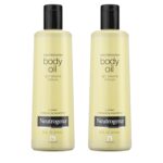 Neutrogena Body Oil Light Sesame Formula, Twin Pack of 16 fl oz, Radiant Glow Moisturizer for Dry Skin, Bath & Shower Oil For Smooth and Hydrated Skin