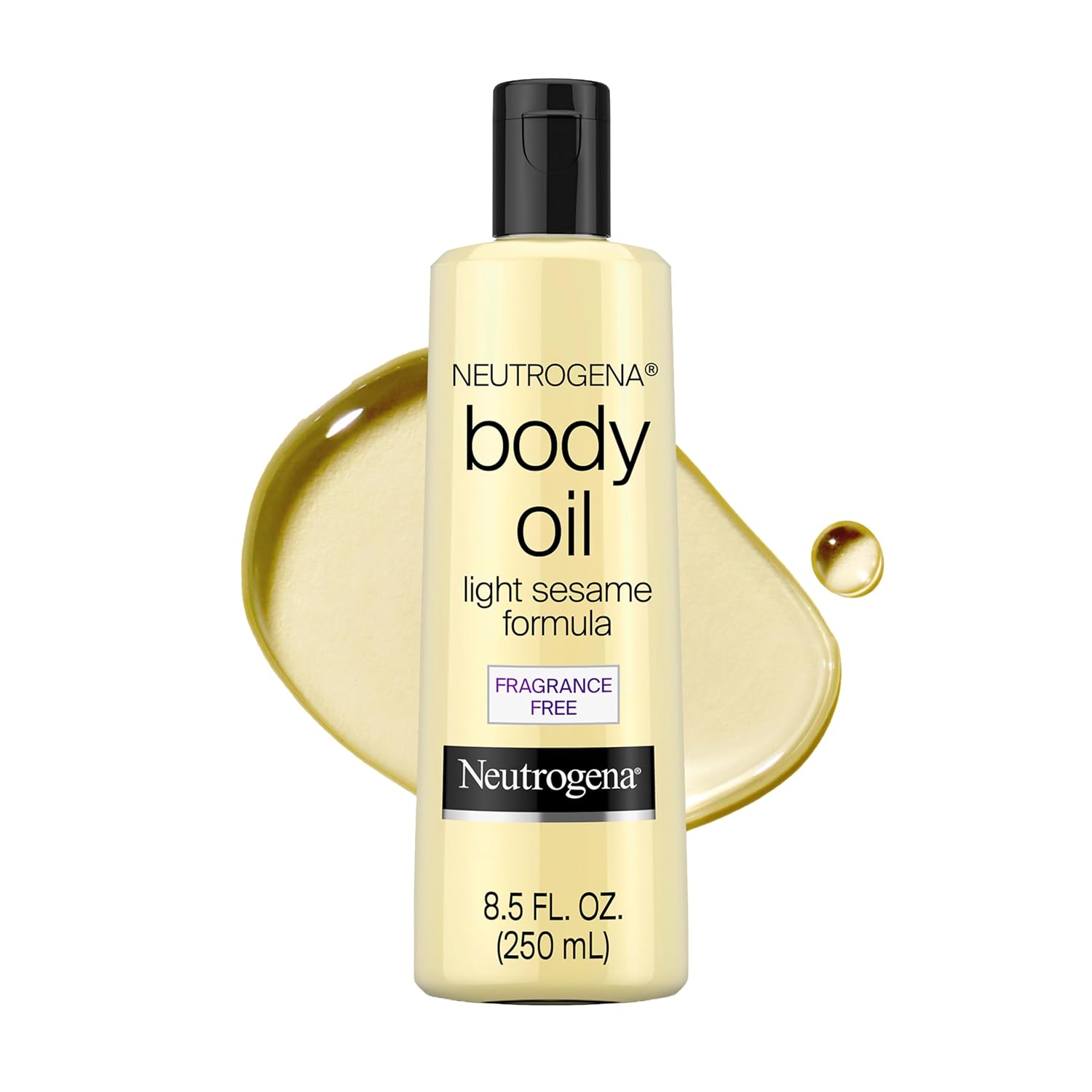 Neutrogena Fragrance-Free Body Oil for Smooth, Radiant Skin Neutrogena Body Oil Light Sesame Formula, Fragrance-Free, Nourishing Moisturizer, Before and After Shower Application for Smooth, Radiant Looking Skin, Lightweight and Non-Greasy Feel, 8.5 fl oz