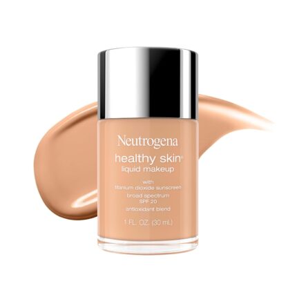 Neutrogena Healthy Skin Liquid Foundation Makeup with Broad Spectrum SPF 20 Sunscreen, Lightweight, Medium Coverage Makeup with Sunscreen and Pro-Vitamin B5, Buff 30, 1 fl. oz