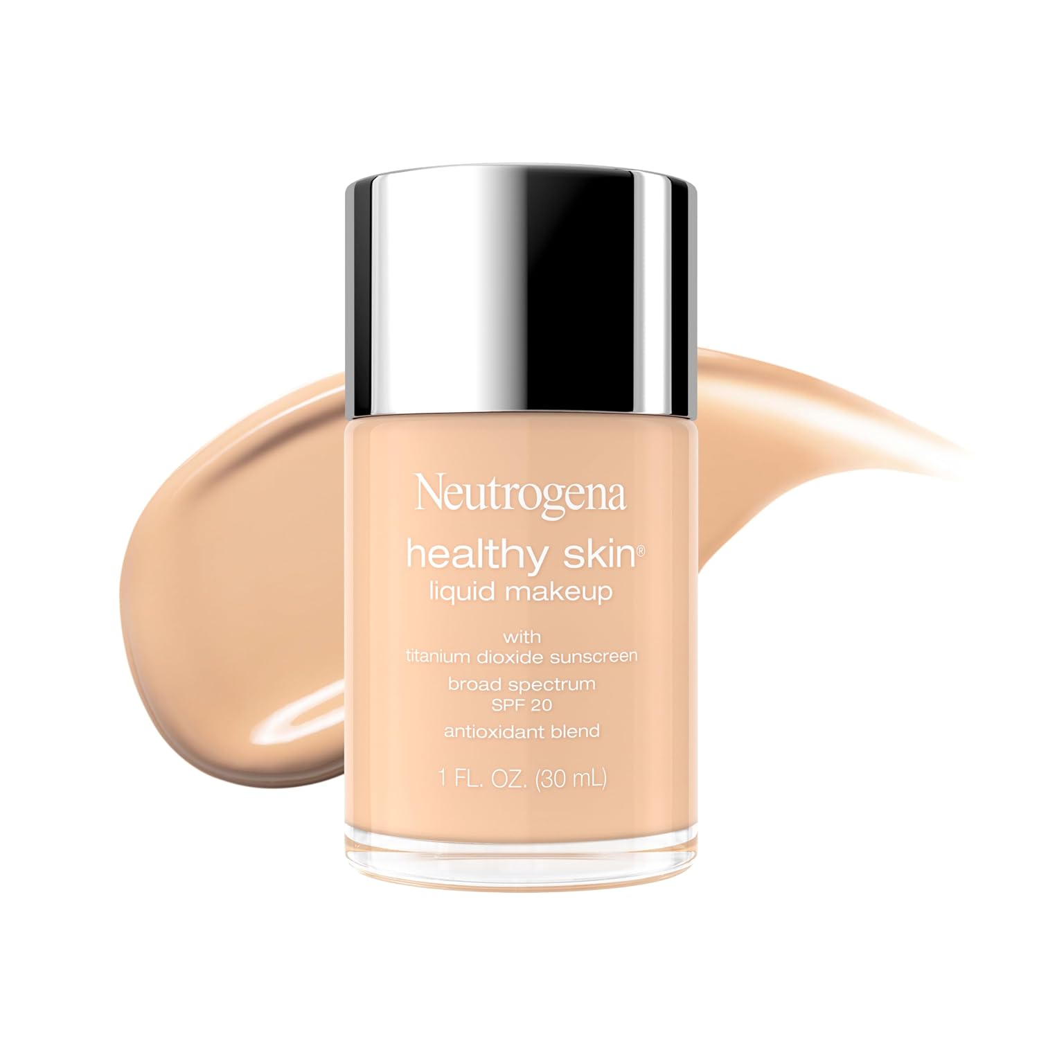 Neutrogena Healthy Skin Foundation with SPF 20 - Classic Ivory Neutrogena Healthy Skin Liquid Foundation Makeup with Broad Spectrum SPF 20 Sunscreen, Lightweight, Medium Coverage Makeup with Sunscreen and Pro-Vitamin B5, Classic Ivory 160C, 1 fl. oz