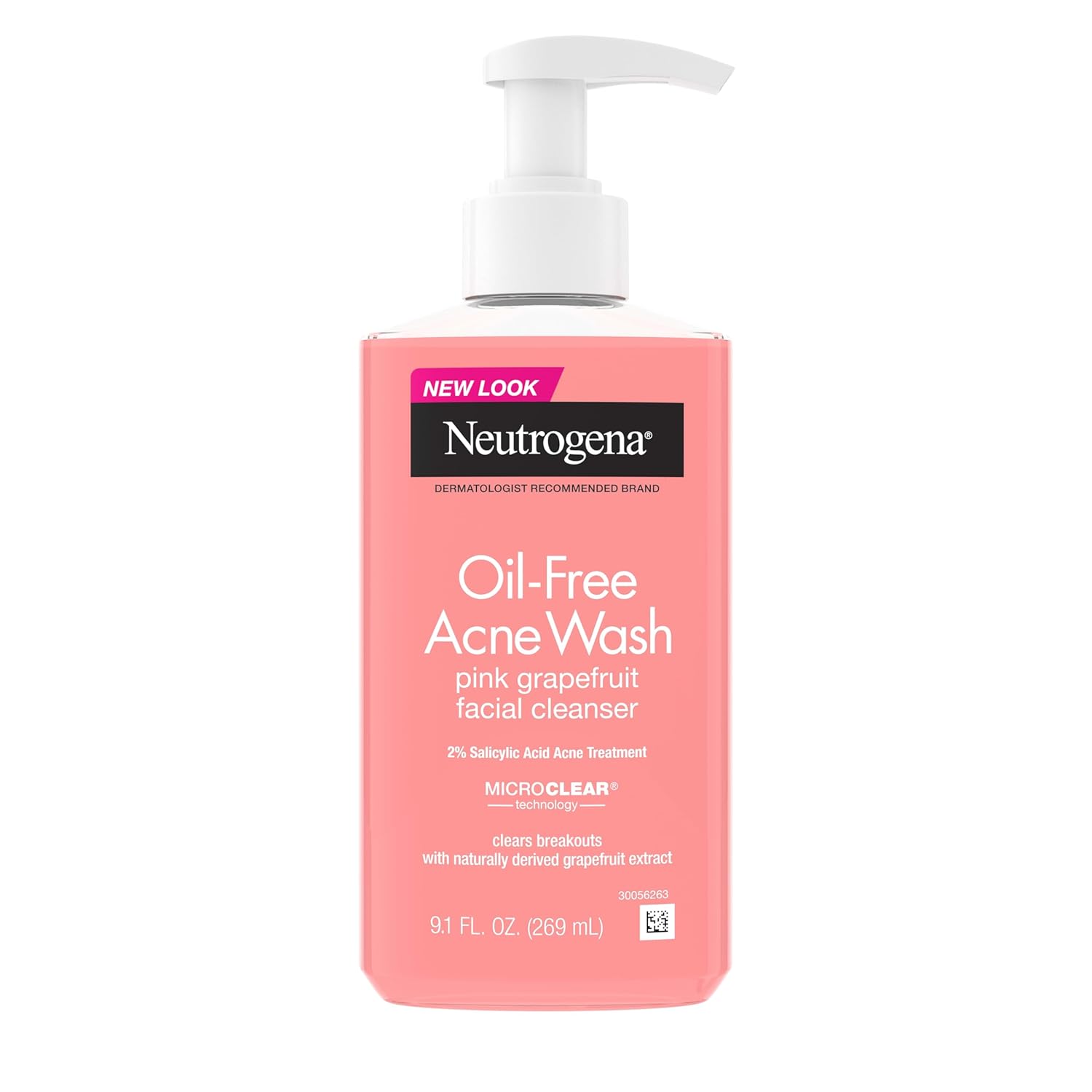 Neutrogena Pink Grapefruit Acne Wash: Salicylic Acid Cleanser Neutrogena Oil-Free Acne Wash Pink Grapefruit Facial Cleanser - with Salicylic Acid for Clear Skin, Daily Face Wash for Oily & Acne-Prone Skin, Deep Cleansing Treatment, 9.1 fl. oz. Bottle