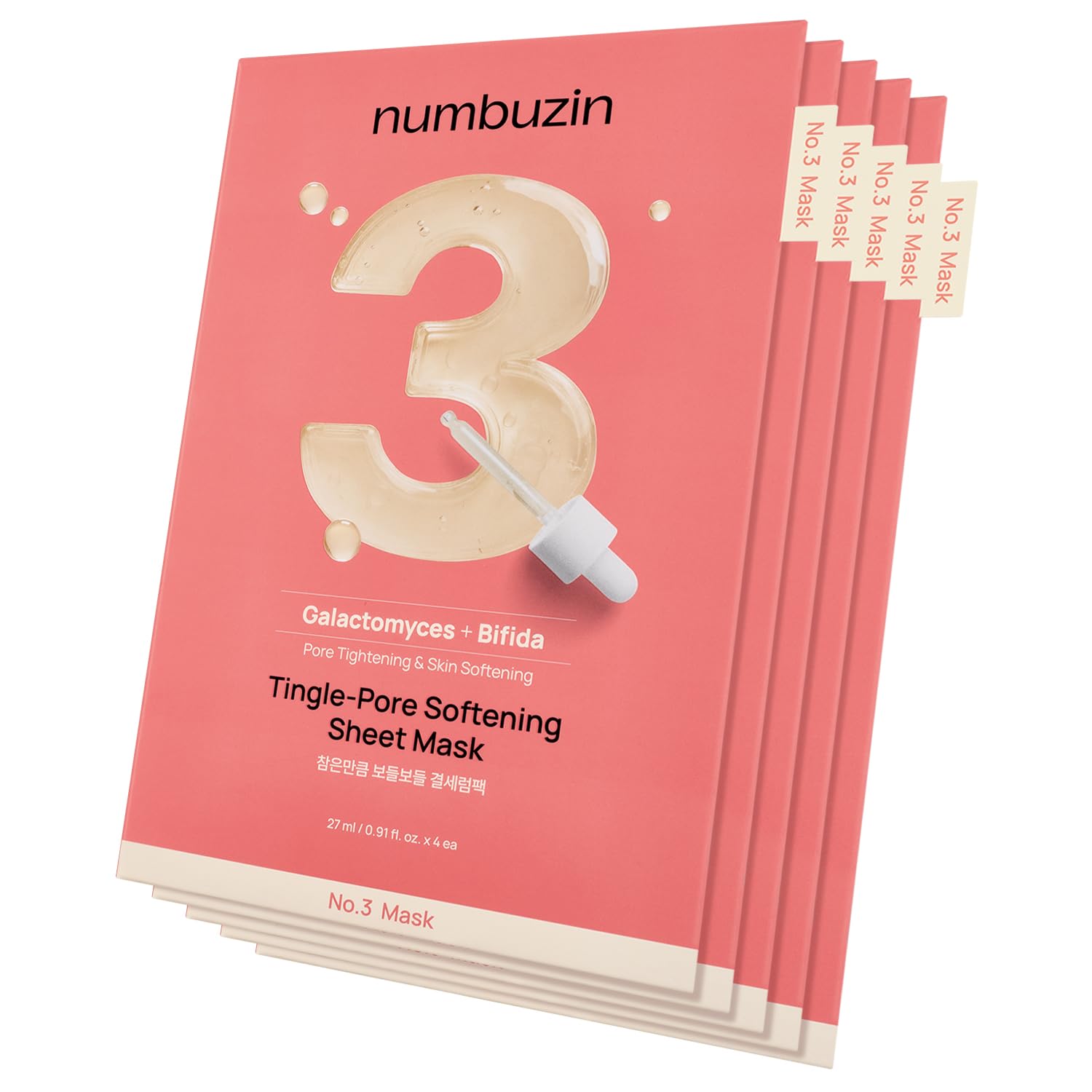 Numbuzin No. 3 Sheet Mask: Pore-Minimizing, Skin-Softening Hydration numbuzin No.3 Sheet Mask | 5 Sheets | Tingle-Pore Softening Sheet Mask | Pore Minimizing, Skin Softening Face Mask with Bifidax | Hydrates, Smooths Rough, Bumpy Skin, Improves Glow | Korean Skincare