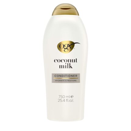 OGX Nourishing + Coconut Milk Conditioner, Hydrating & Restoring Conditioner Moisturizes for Soft Hair After the First Use, Paraben-Free, Sulfate-Free Surfactants, 25.4 fl. oz