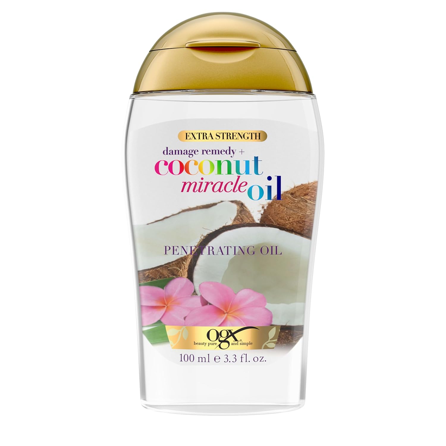 OGX Coconut Miracle Oil: Extra Strength Hydrating Hair Treatment OGX Extra Strength Damage Remedy + Coconut Miracle Oil Penetrating Hair Oil Treatment, Extra Hydrating Anti-Frizz Oil for Coarse, Dry Hair, Paraben-Free, Sulfated-Surfactants Free, 3.3 Fl Oz
