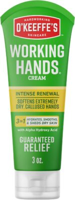 O'Keeffe's Working Hands Intense Renewal Hand Cream with Urea, 3 oz Tube (Pack of 1) – Softens & Smooths Extremely Dry, Callused Hands