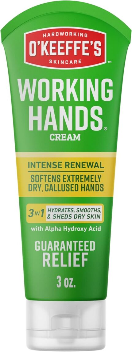 O'Keeffe's Working Hands Intense Renewal Hand Cream with Urea, 3 oz Tube (Pack of 1) – Softens & Smooths Extremely Dry, Callused Hands