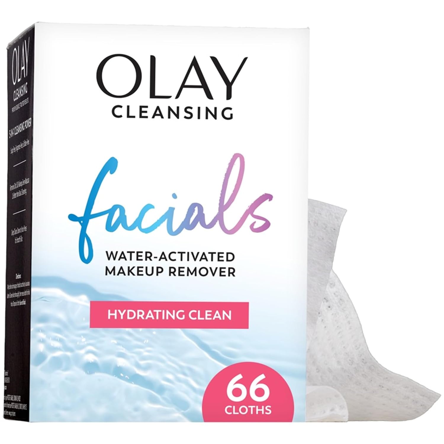 Olay Hydrating Makeup Remover Wipes for Normal to Dry Skin Olay Makeup Remover Wipes, Daily Facials Hydrating Face Cleanser for Normal to Dry Skin, Alcohol & Fragrance Free, Soft Face Wash Towels, Travel Essentials for Women, Convenient Dry Cloths, 66 ct