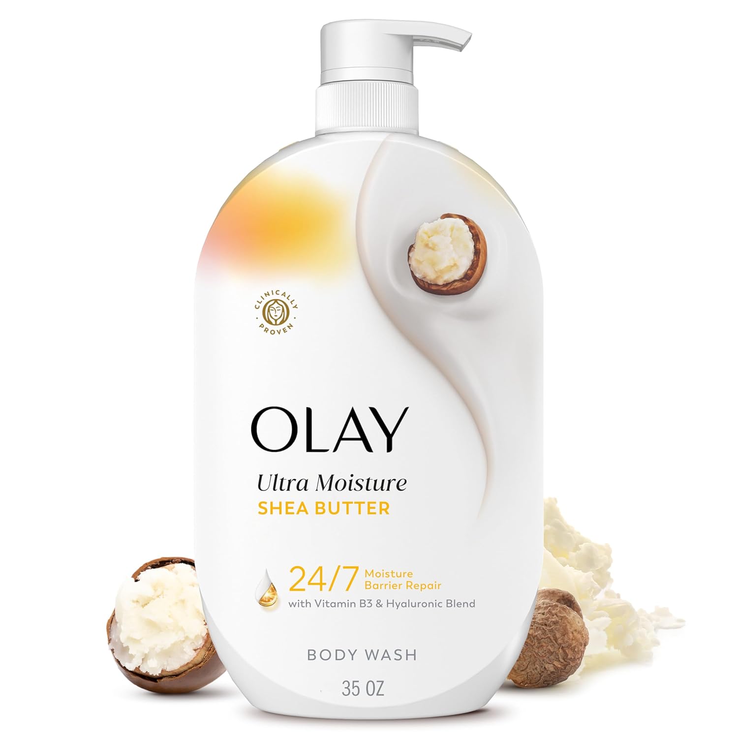 Olay Ultra Moisture Body Wash for Soft, Hydrated Skin Olay Body Wash for Women, Ultra Moisture, 24/7 Moisture Barrier Repair, Hydrating Formula for Visibly Healthy Soft Skin, Vitamin B3 & Hyaluronic Blend, For All Skin Types, Shea Butter Scent, 35 fl oz