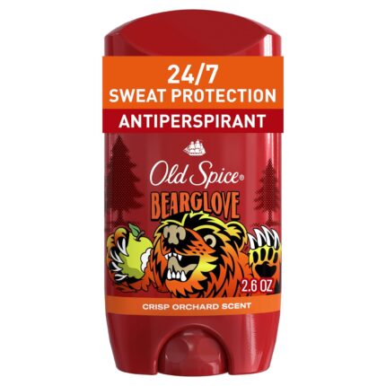 Old Spice Aluminum Free Deodorant for Men, 24/7 Odor Protection, 24/7 Freshness & Lasting Scent, Goes on Clear, Bearglove with Crisp Orchard Scent, 2.6 oz