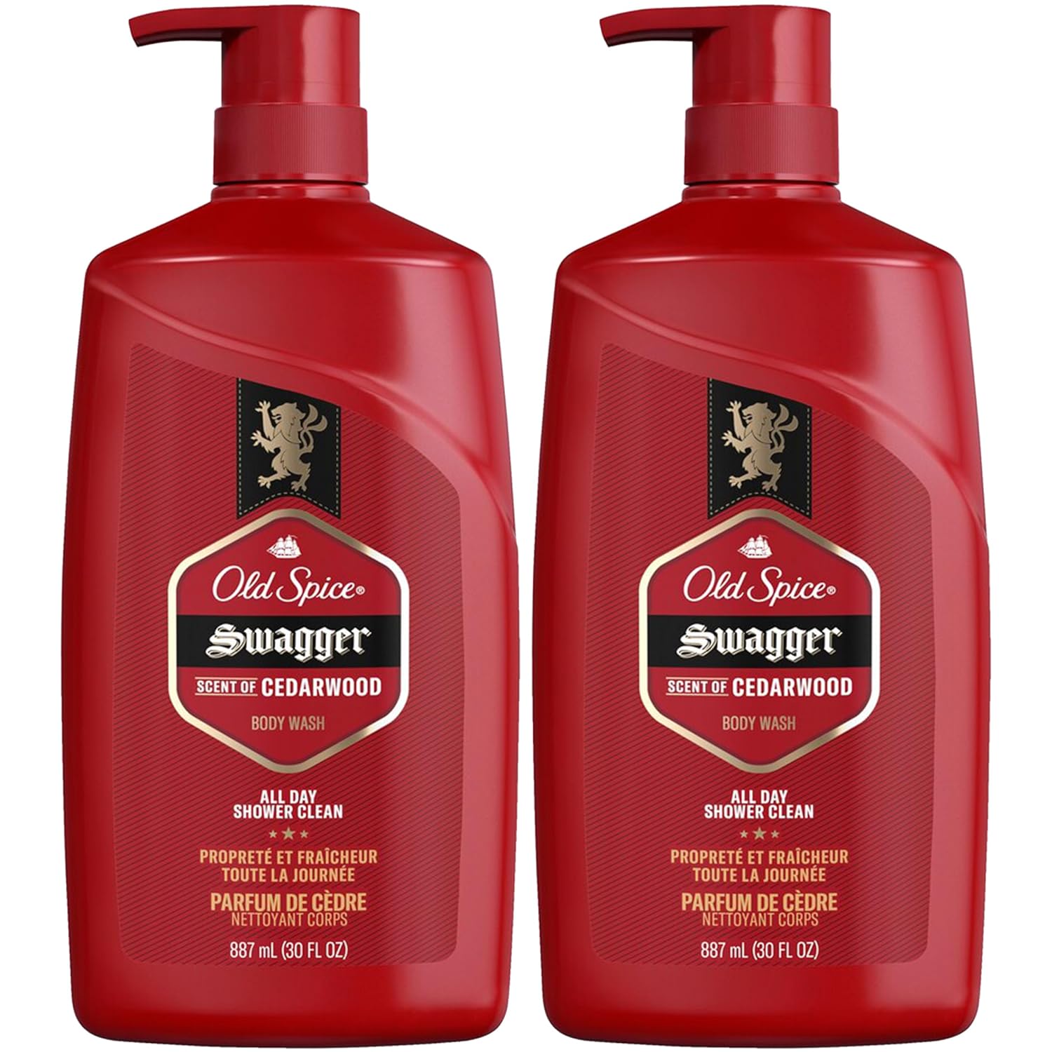 Old Spice Swagger Body Wash, Cedarwood Fresh, 2-Pack Old Spice Swagger Body Wash, 2 Pack, Extra Large Man Sized Shower Gel for Men, Red Collection Cedarwood Fresh Scent, 30 oz. Each